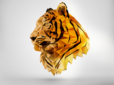 Polygon Tiger animal black design illustration polygon tiger vector wild yellow