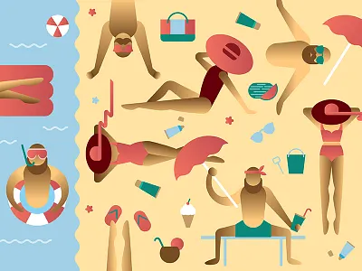 Safe tan flat graphic illustration sea simple summer sun tan weekend