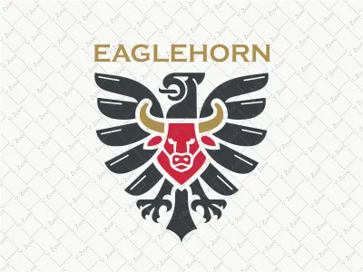 Eagle Bull Logo bull crest eagle heraldry horn logo for sale proud shield strong wings
