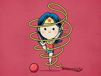 Sporty Wonder Woman - Ribbon comic cute illustration ironman movie olympic parody ribbon sport wonder woman