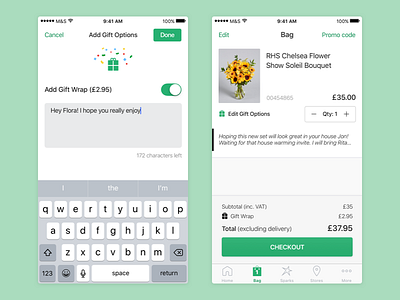 Native Bag UI app bag checkout gift ios mobile native retail shopping ui