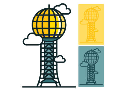 The ORIGINAL Sunsphere Sticker brand design graphic design knoxville label logo mark sticker sunpshere tennessee thick lines worlds fair