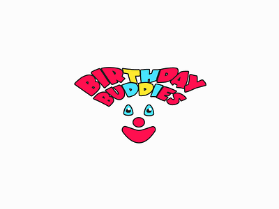 Birthday Buddies clown concept design fun graphic identity logo party typography