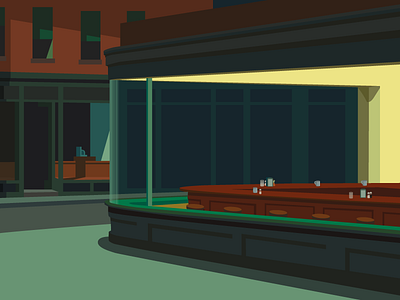 Lonelier / Nighthawks alone bar coronavirus covid 19 covid19 edward hopper flat hopper illustration loneliness lonely night nighthawks