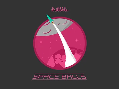 Dribbble Space Balls ball balls dribbble pink rocket space spaceballs