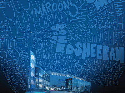 Orlando Venues Ad - detail shot - ad amway center graphic design hand drawn type illo illustration lettering music orlando print design type typography