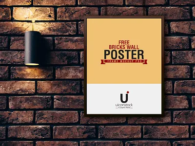 Free Bricks Wall Poster Frame Mockup PSD free free mockup freebies mockup