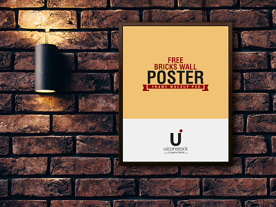 Free Bricks Wall Poster Frame Mockup PSD free free mockup freebies mockup