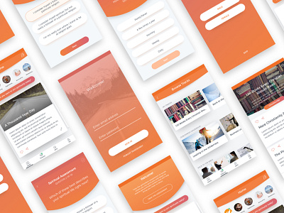 Spiritual Guidance Mobile App assessment cards content gradient groups mobile sign in subscribe swipe ui ux