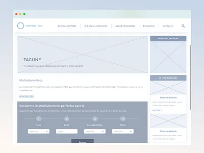 Wireframe for Centrum Mexico desktop information architecture interface mexico ux website wireframes