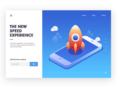 Rocket illustration isometric ps rocket ui web