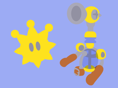 F.L.U.D.D. And Shine Sprite flat game gamecube mario minimalist nintendo sunshine super mario