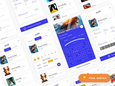 Movie Booking App - pt2 app ayush booking challenge freebie gif interaction ios movie sketch ticket ui kit