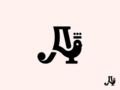 A+Bird+Crown bird crown letter logo mark modernism symbol