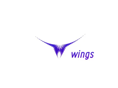 Wings blue dots logo purple wing