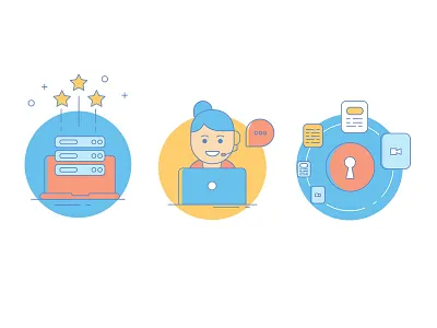 Work in progress illustrations data flat hosting icons illustration information it liquid lock support