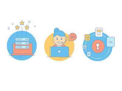 Work in progress illustrations data flat hosting icons illustration information it liquid lock support