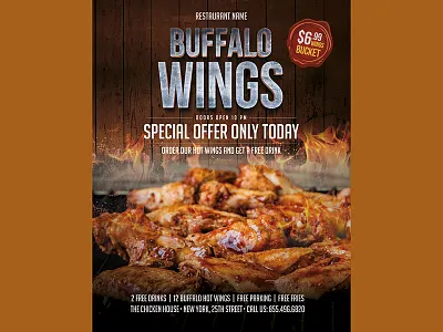 Chicken Wings Flyer 8 bbq brown chicken fast food flyer meal offer restaurant wings