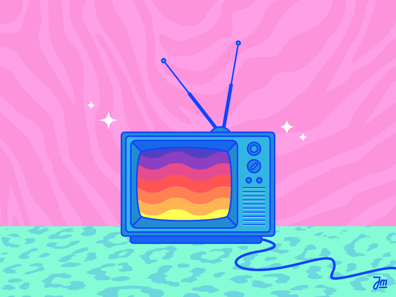 You're being watched... animation eyes flat illustration psychedelic retro television tv tvset vector zeebra