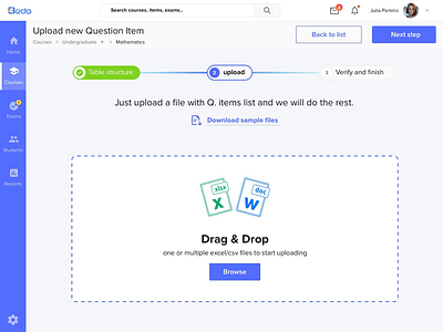 Upload Questions file courses exams lms school upload