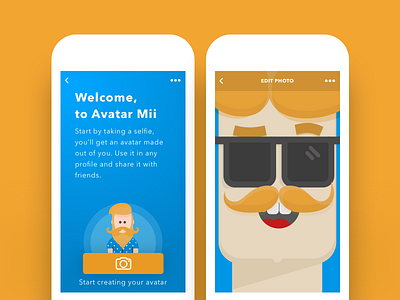 Avatar Mii avatar blue camera colors flat hipster ios iphone orange picture selfie