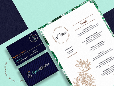 Gin Bar Brand Identity bar brand business card drinks food gin identity juniper menu restaurant