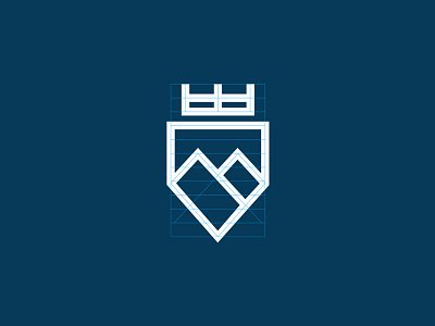 M + Mountain + Crest + Crown Logo Construction brand branding crest crown design grid identity lettermark logo m minimalist typography