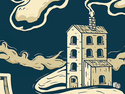 Smoking House bottom design fine graphic house illustration photoshop smoke snapshot snippet snow snowboard