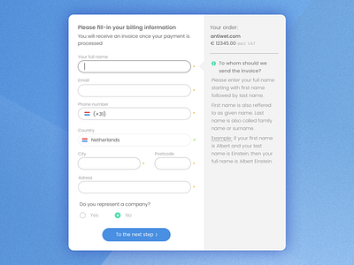 Checkout | Step 1 billing details checkout forms inputs ux