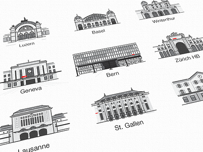 Swiss Train Stations sbb switzerland train station vector