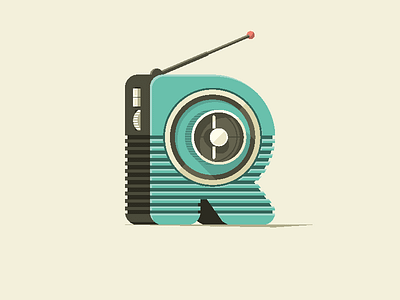 R for radio 36daysoftype art graphic illustration illustrator letter lettering radio type vector vectorillustrator vintage