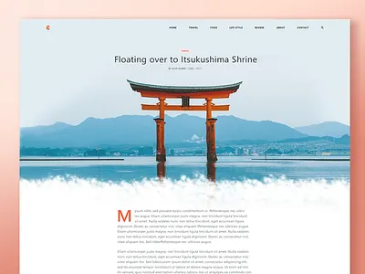 Cortana - Article clean travel design japan ux layout article minimal minimalist red web retro simple blog website ui