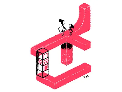 Monument Valley 2 caricature doodle drawing geometry illustration ink isometric monument valley photoshop portrait