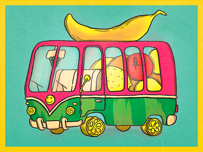 Bananacar banana car fruits kids lemon van watermelon