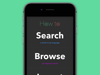 "How to" menu animation app bold dark ios language typography ui ux