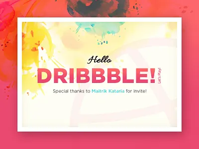 Hello Dribbble! debut dribbble first first shot hello illustration invitation pink shot thanks vector work