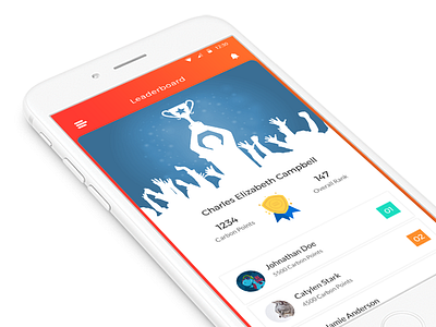 Leaderboard application carpool green leaderboard points pool rankings reward ride share uiux user interface
