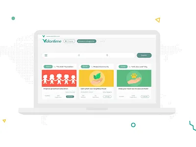Volontime Social Network Web App causes donation campaigns events app motion graphics ux design volontime web app