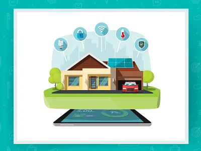 Smart Home Technologies Vector cartoon energy flat home house smart solar technology vector