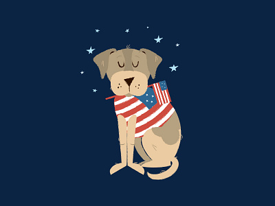 4th of July america dog fourth of july illustration