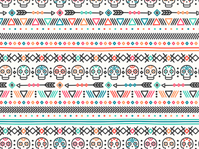 Tribal ethnic seamless pattern aztec background day of the dead ethnic maya mexican pattern print seamless skull tribal vector