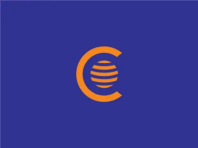 Continental c circle continental globe grid letter logo mark orange