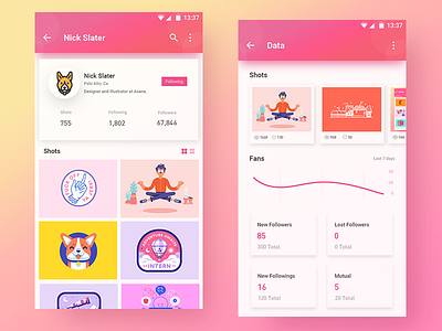 Dribbble Concept Design data dribbble materialdesign pink