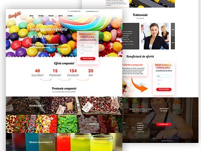 Landing Page for Bomfetti company candy landing page ui design ux design web web design