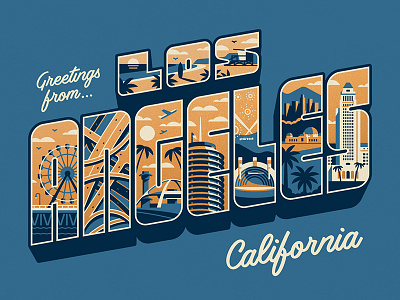 Greetings From Los Angeles Art Print beach building city dan kuhlken dkng dkng studios la los angeles nathan goldman type typography