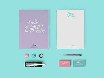Casa De Empeno Stationery branding cards green identy letter lettering stationery