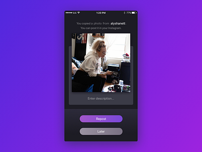 Repost analysis card data instagram ios photo repost ui