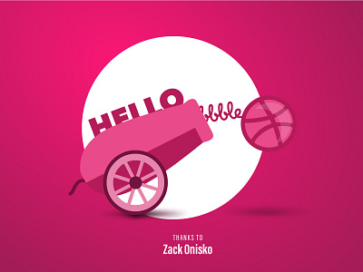 Dribble Debut cannonball debuts dribbble hello illustration