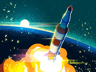 Liftoff blast illustration launch liftoff rocket space texture