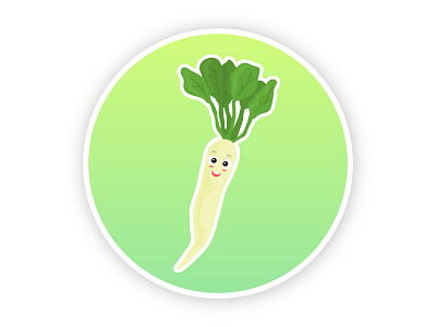 Radish cartoon character cute design flat gradient icon illustration turnip vector